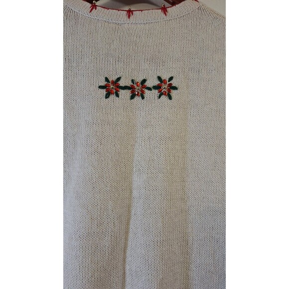 KIM ROGERS Full Zip Christmas Sweater Vest XL Embroidered Beaded Holiday Ugly - Picture 8 of 9